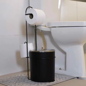 Porta Papel Higiênico de Chão com Lixeira Arthi Black - 2518