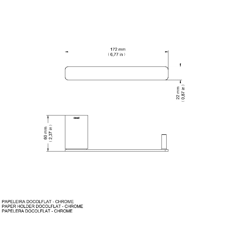 Porta Papel Higiênico Docol Flat Cromado - 00960806