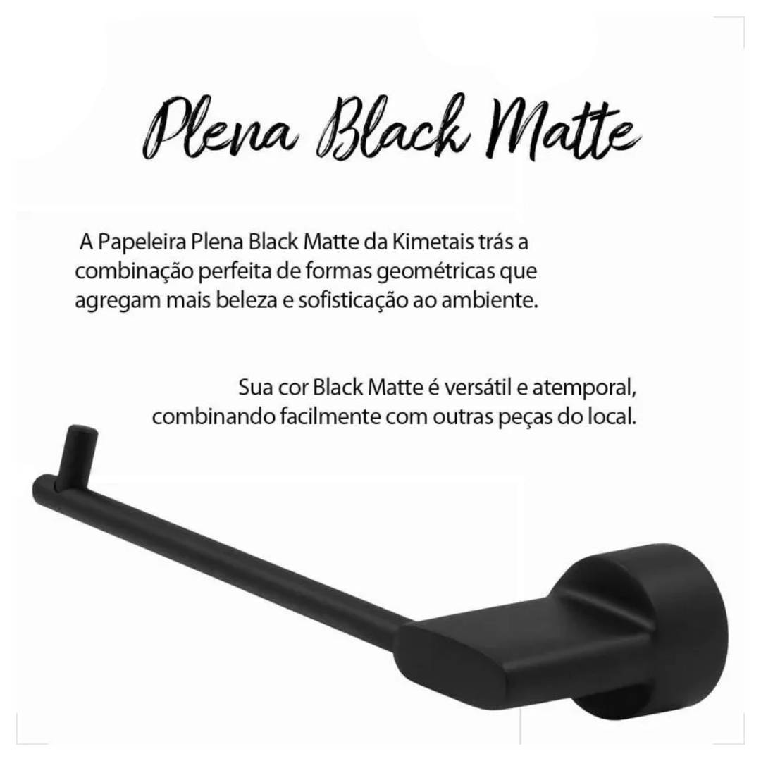 Porta Papel Higiênico Kimetais Plena 2005 Black Matte - AB002149