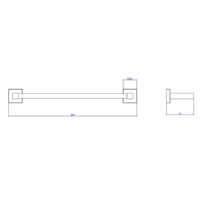 Porta Toalha Banheiro Barra Deca Quadratta 30cm Black Matte - 2040.BL83.030.MT