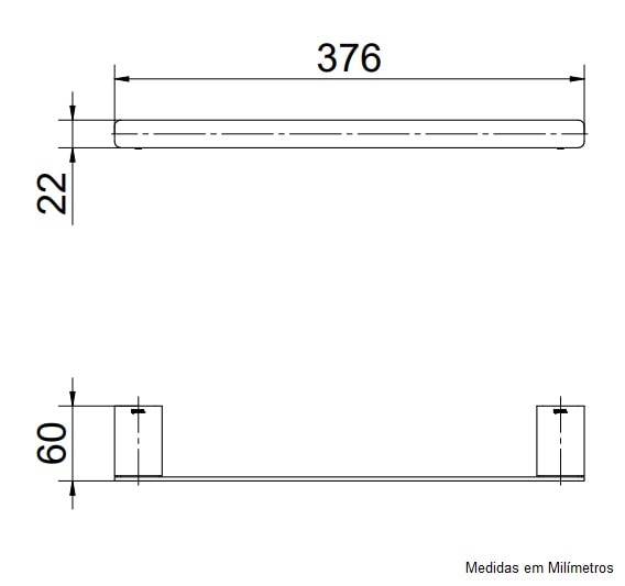 Porta Toalha Banheiro Rosto Docol Flat 30cm Grafite Escovado - 01013670