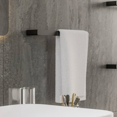 Porta Toalha Banheiro Rosto Docol Flat Ônix - 90010136156