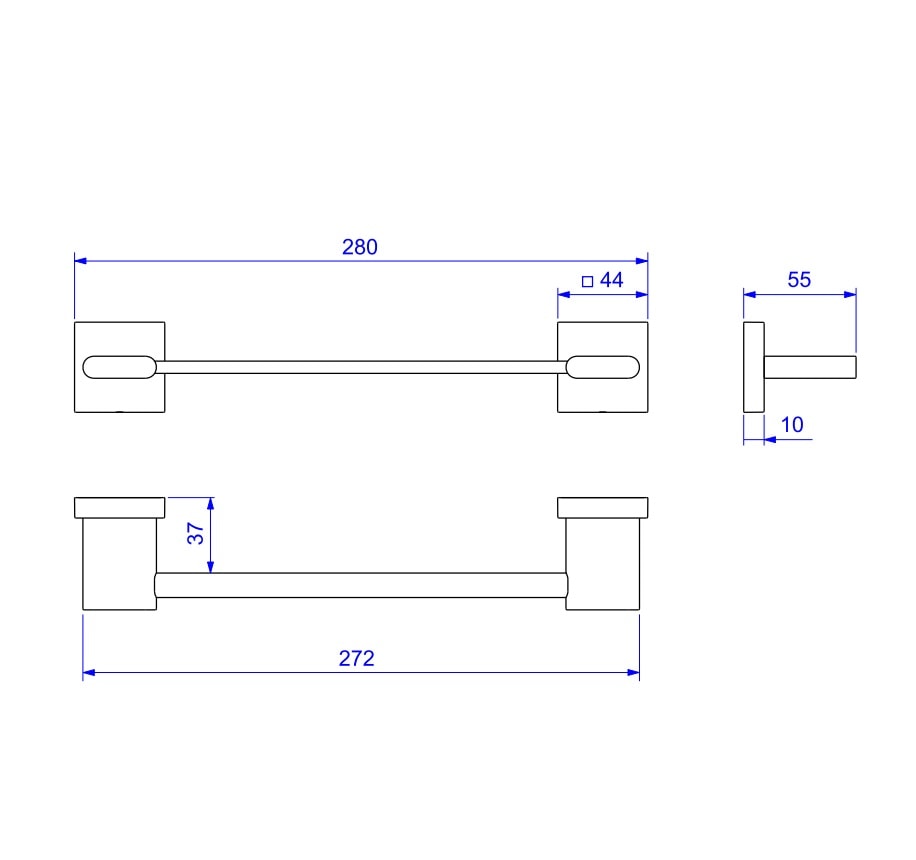 Porta Toalha Barra Deca Polo 30cm Black Noir - 2040.BL33.020.NO