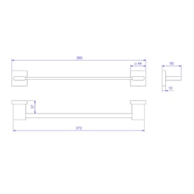 Porta Toalha Barra Deca Polo 30cm Black Noir - 2040.BL33.030.NO