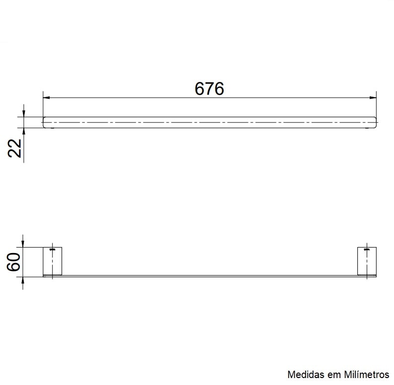 Porta Toalha Barra Docol Flat 60cm Cobre Escovado - 00961369