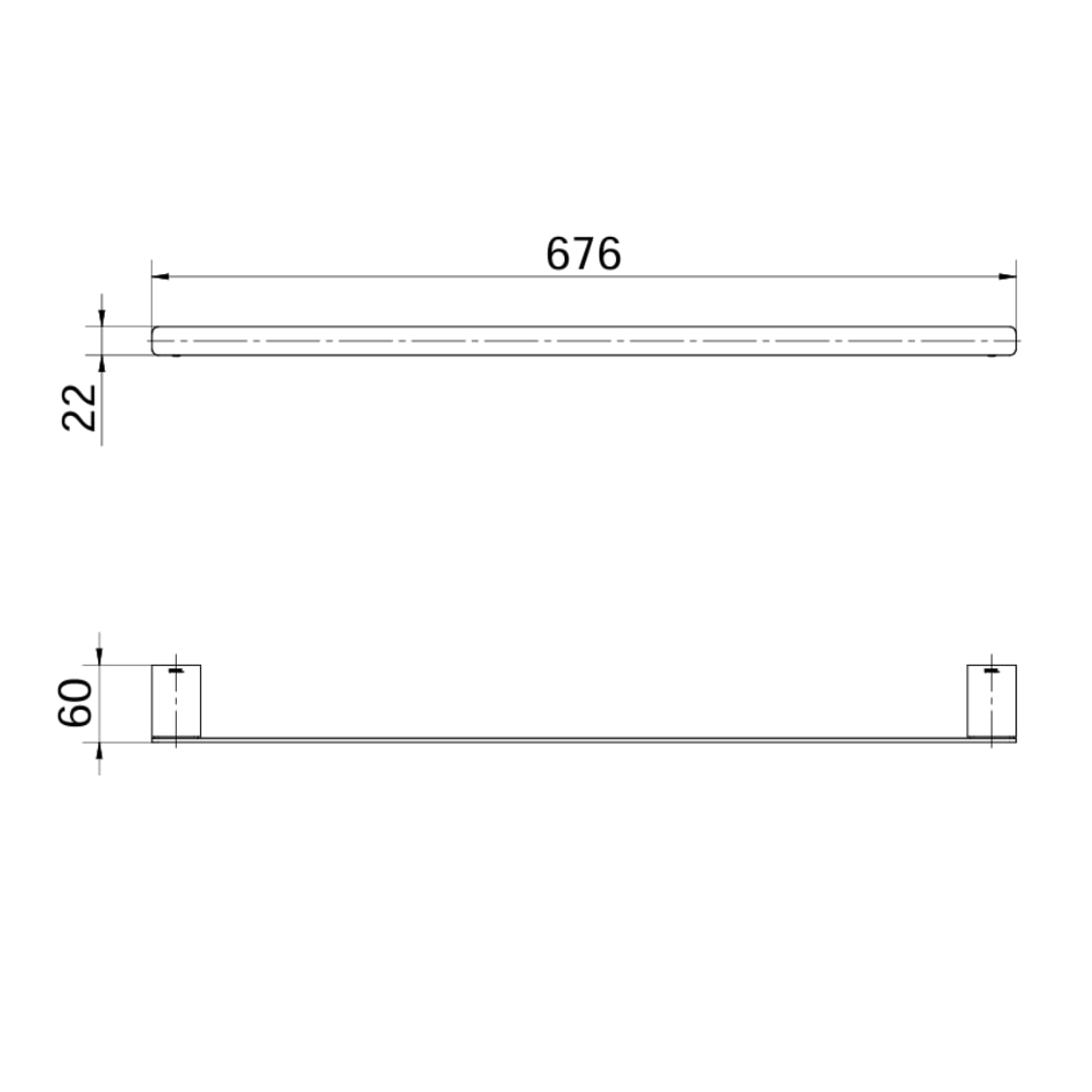 Porta Toalha Bastão Docol Flat 67cm Ônix Acetinado - 90009613156