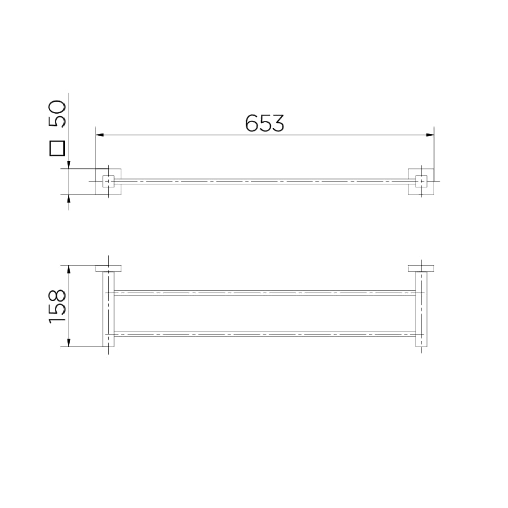 Porta Toalha Bastão Duplo Docol Square 65cm Cromado - 90006418006