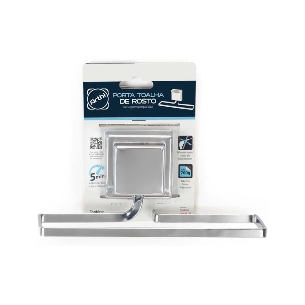 Porta Toalha de Rosto Arthi Piatina Cromado - 1325