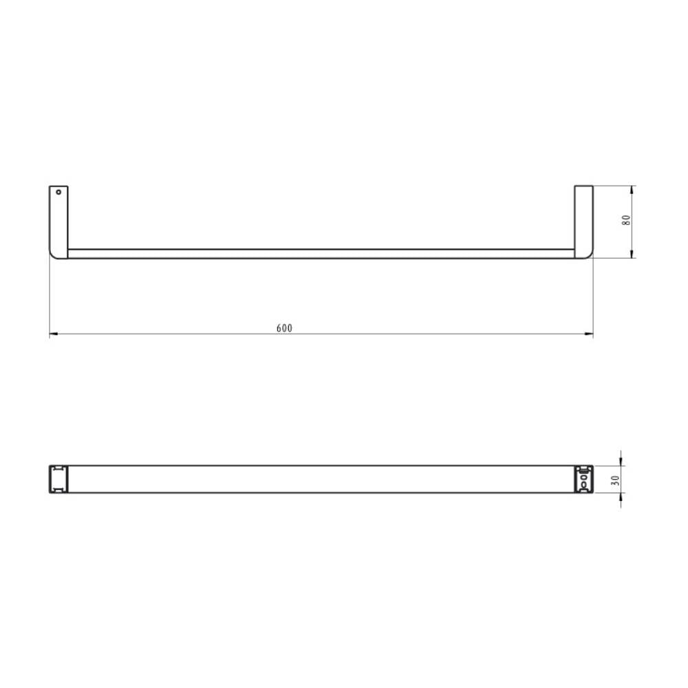 Porta Toalha Linear Dax Iguaçu 60cm Black - DAX-2040-IG-BL