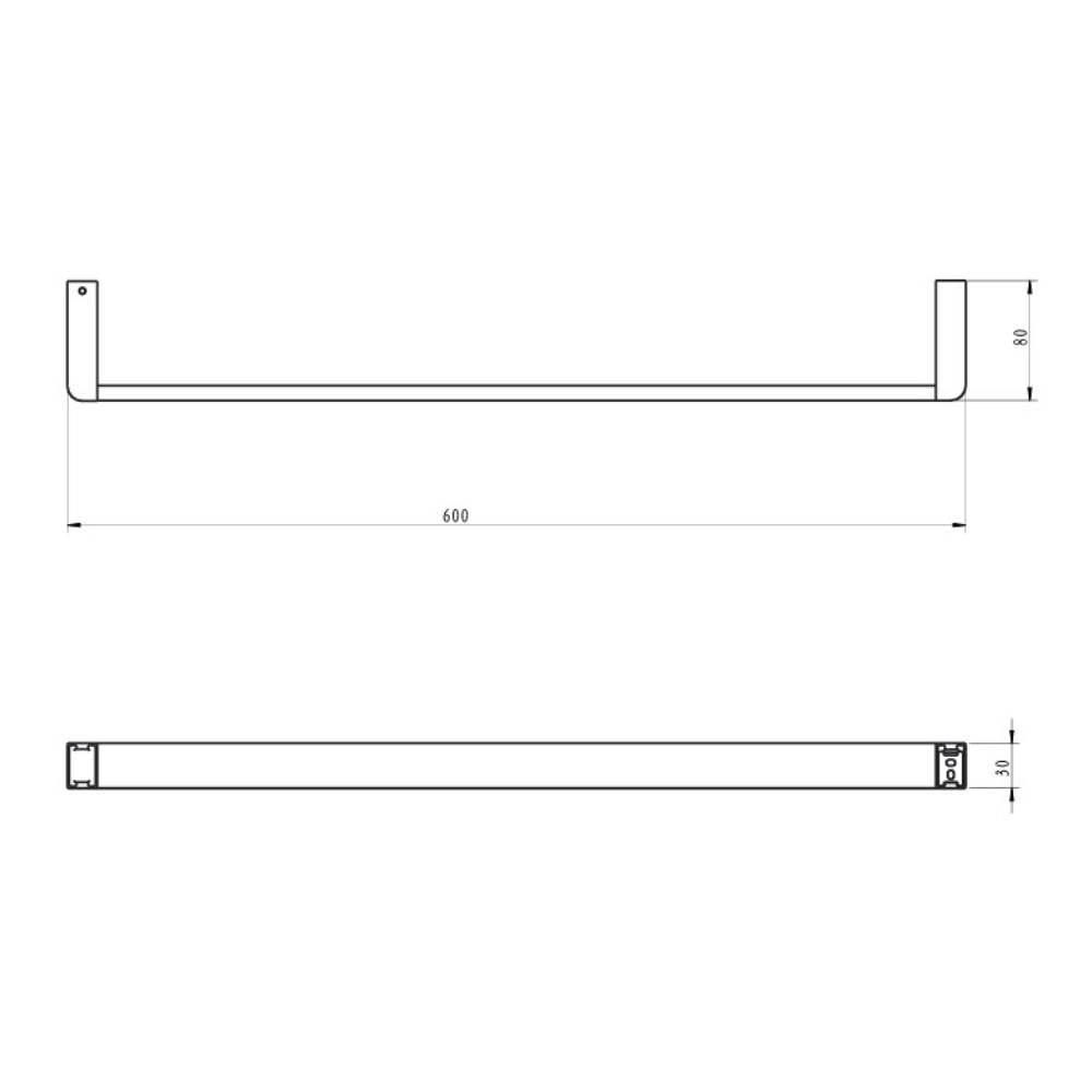 Porta Toalha Linear Dax Iguaçu 60cm Cinza - DAX-2040-IG-GR