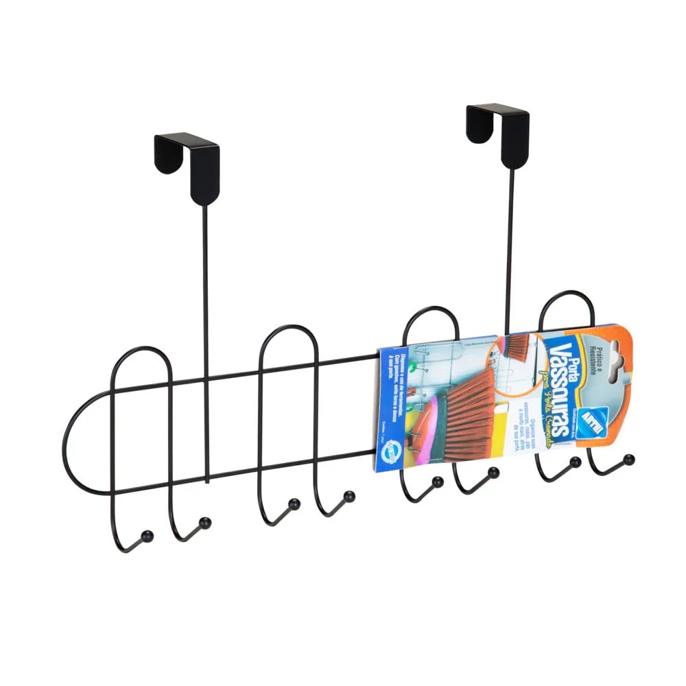 Porta Vassoura De Porta Com Esferas Arthi Preto - 2529