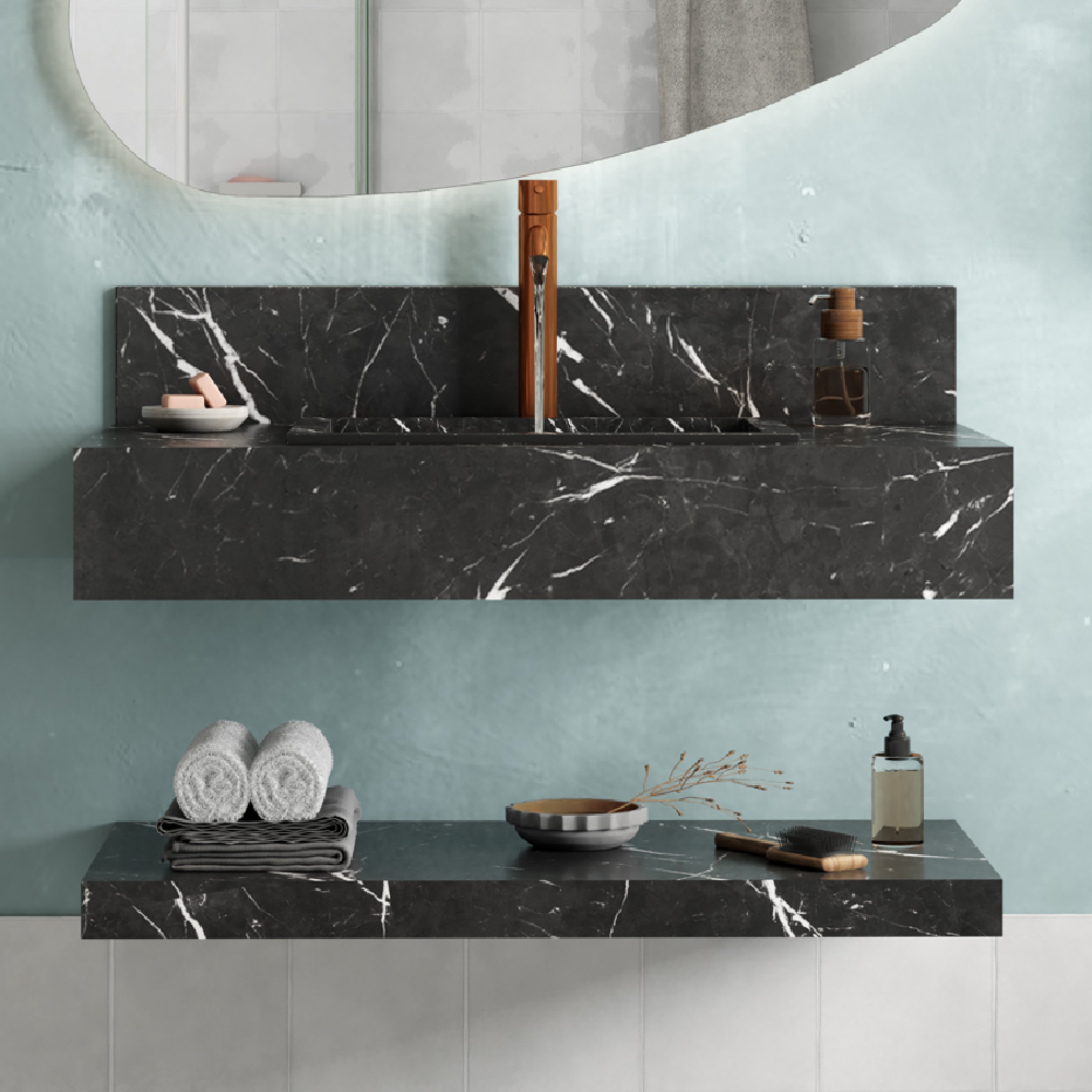 Prateleira Suspensa para Banheiro Cozimax Preto - 101998