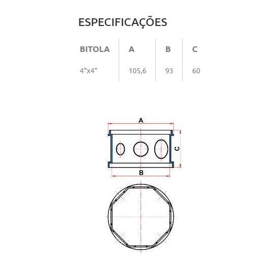 Prolongador para Caixa de Luz Tigreflex 4x4 Octogonal Amarela - 33043201
