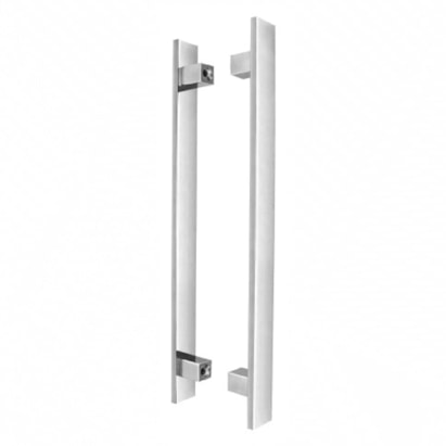 Puxador de Alumínio Kromus Barra Chata Par 30cm Liso Escovado - 20301
