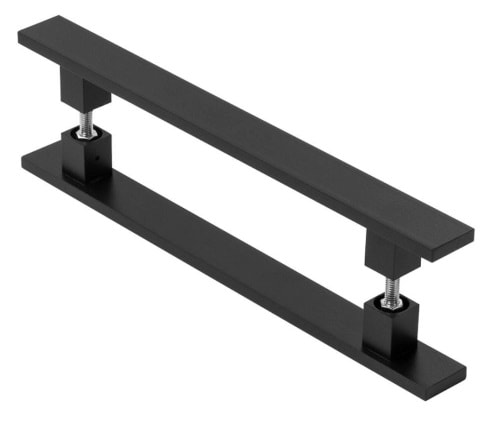 Puxador de Alumínio Kromus Barra Chata Par 30cm Liso Preto - 79304
