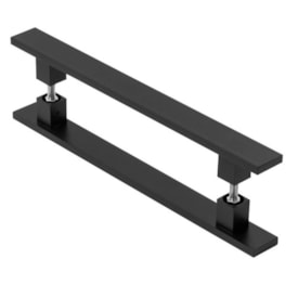 Puxador de Alumínio Kromus Barra Chata Par 30cm Liso Preto - 79304