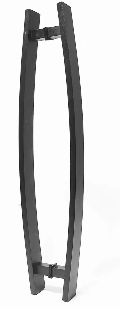 Puxador de Alumínio Kromus Barra Chata Par 50cm Curvo Preto - 77504