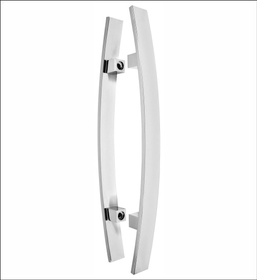 Puxador de Alumínio Kromus Barra Chata Par 80cm Curvo Escovado - 21801