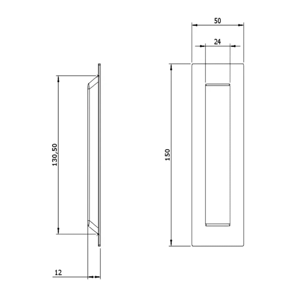 Puxador Pado Concha Cavidade Quadrada 150mm Inox Polido - 59122907