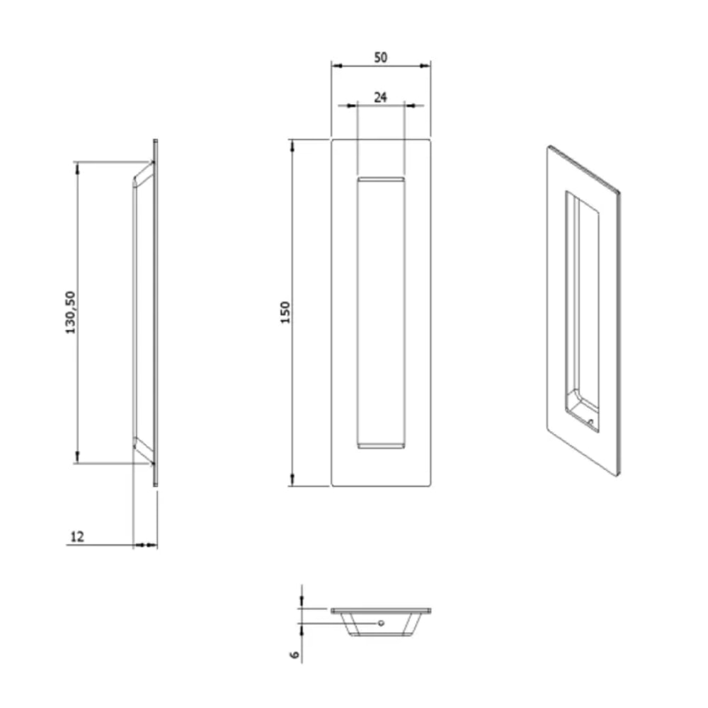 Puxador Pado IXE Concha Cavidade Quadrada 150mm - 59122897