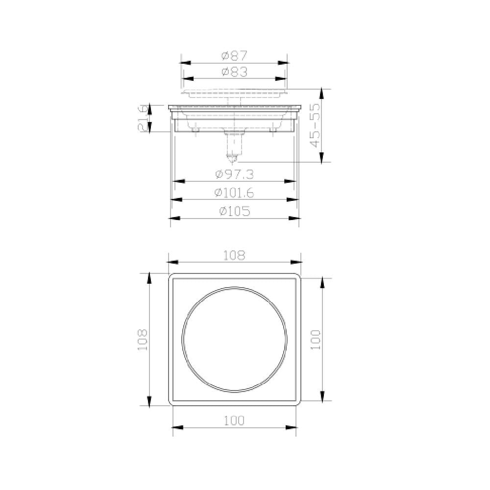 Ralo Click 10x10cm Dax Black - DAX-RC-10-BL