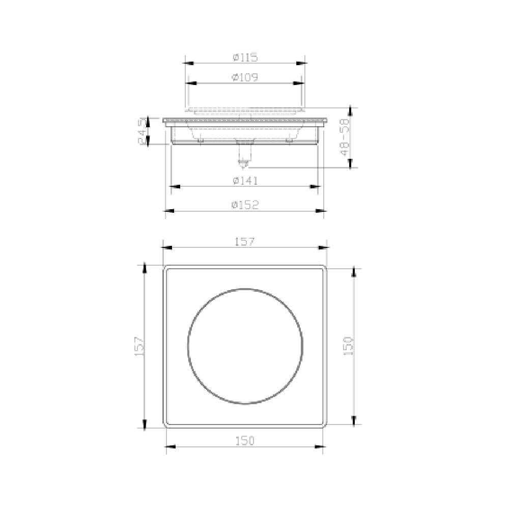 Ralo Click 15x15cm Dax Black - DAX-RC-15-BL