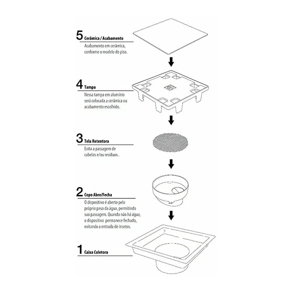 Ralo Invisível Costa Navarro com Tampa Oculta 15x15cm - 2149