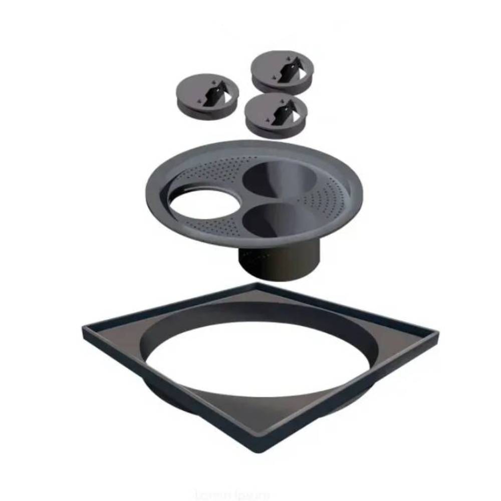 Ralo Linear Novii Grelha Quadrada 15cm Polida com Acessorios - 5206