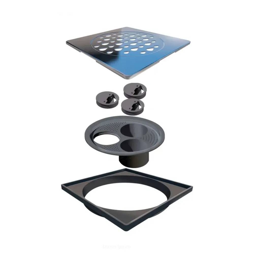 Ralo Linear Novii Grelha Quadrada 15cm Polida com Acessorios - 5206