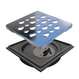 Ralo Linear Novii Grelha Quadrada Polida 10cm Com Acessórios - 5205