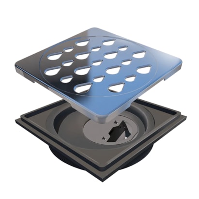 Ralo Linear Novii Grelha Quadrada Polida 10cm Com Acessórios - 5205