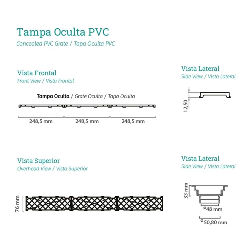 Ralo Linear Novii Pvc Seco 75cm Oculto - 6085