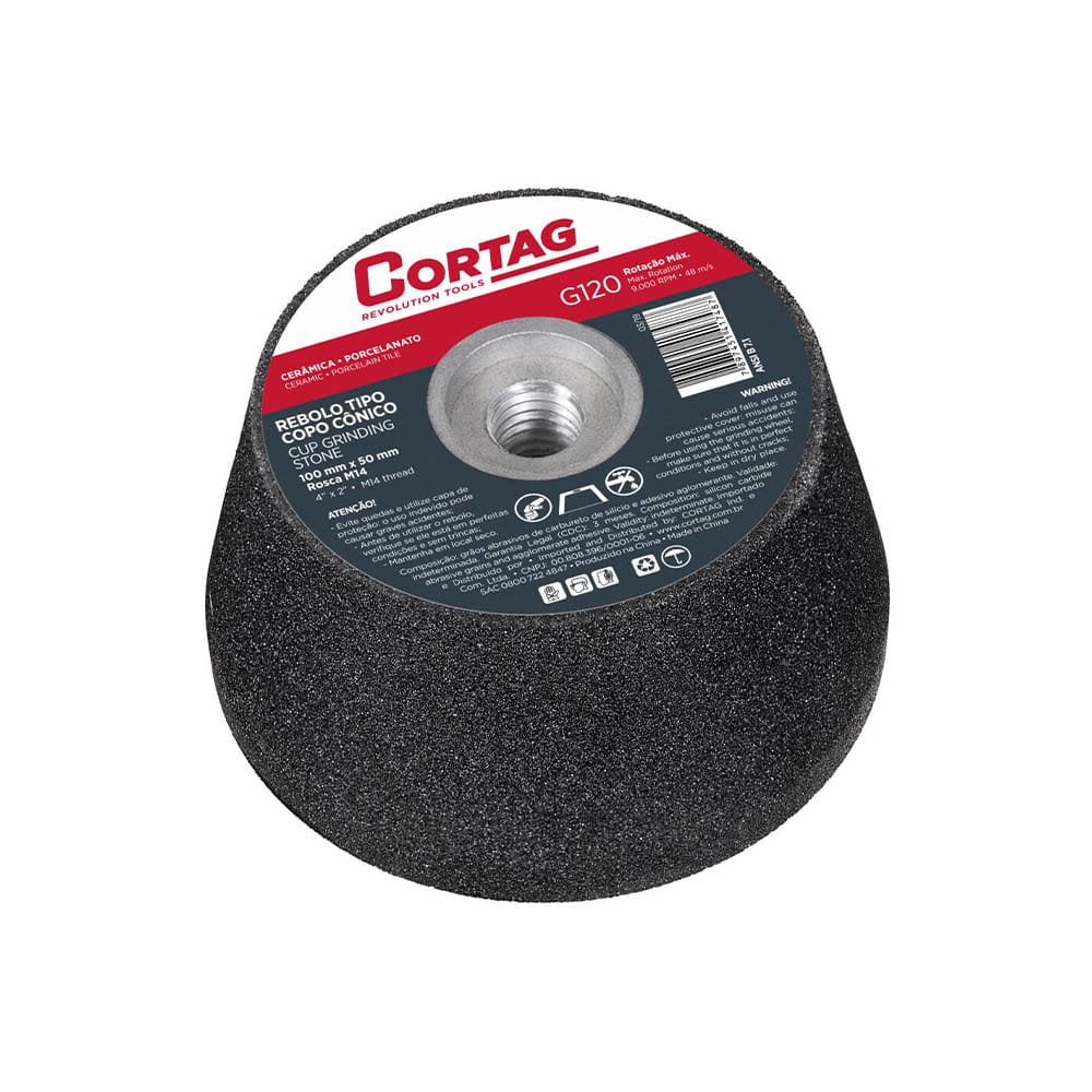 Rebolo Tipo Copo Cônico Cortag G-120 Rosca M14 100x50mm - 61750