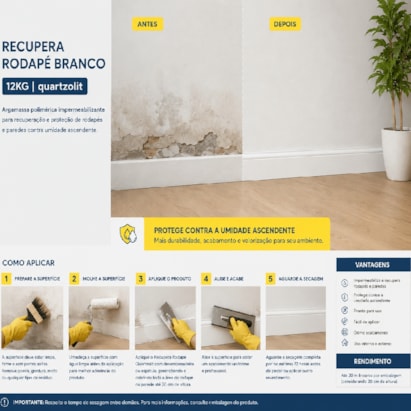 Recupera Rodapé Impermeabilizante Quartzolit 12Kg Branco