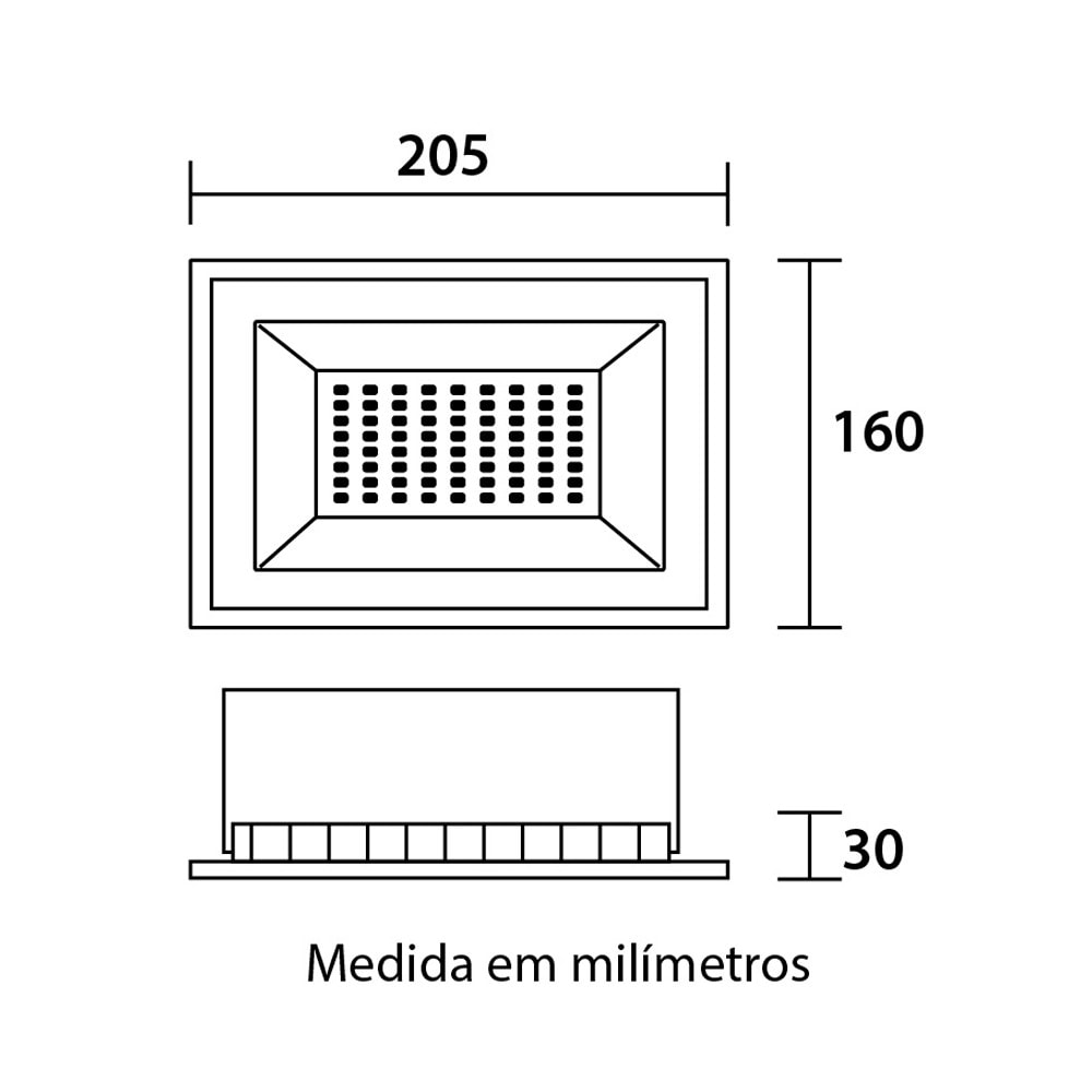 Refletor LED Blumenau Preto 50W 3000K - 76503000