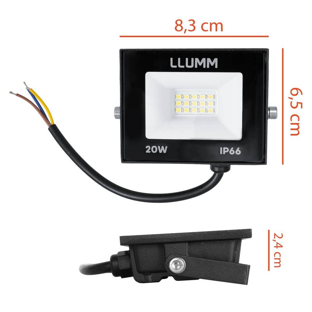 Refletor LED LLUMM Deep Fit 20W 6,500K Preto - LDSMDRFFT20W6R1