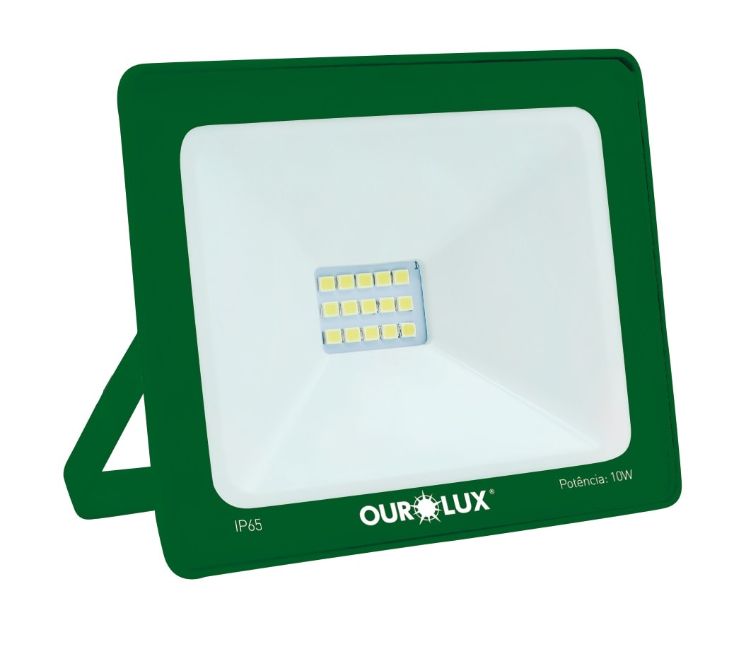 Refletor LED Ourolux Slim Luz Verde 10W Bivolt - 03280