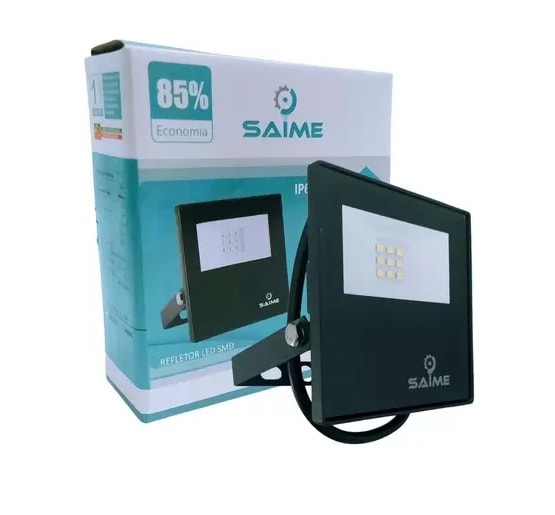 Refletor LED Saime SMD Slim 30W 6500K Preto - 15106