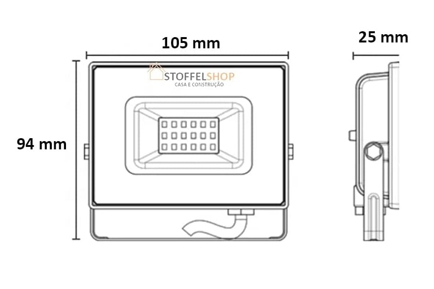 Refletor LED Taschibra TR Slim 20W 6500K Preto - 15030065-02