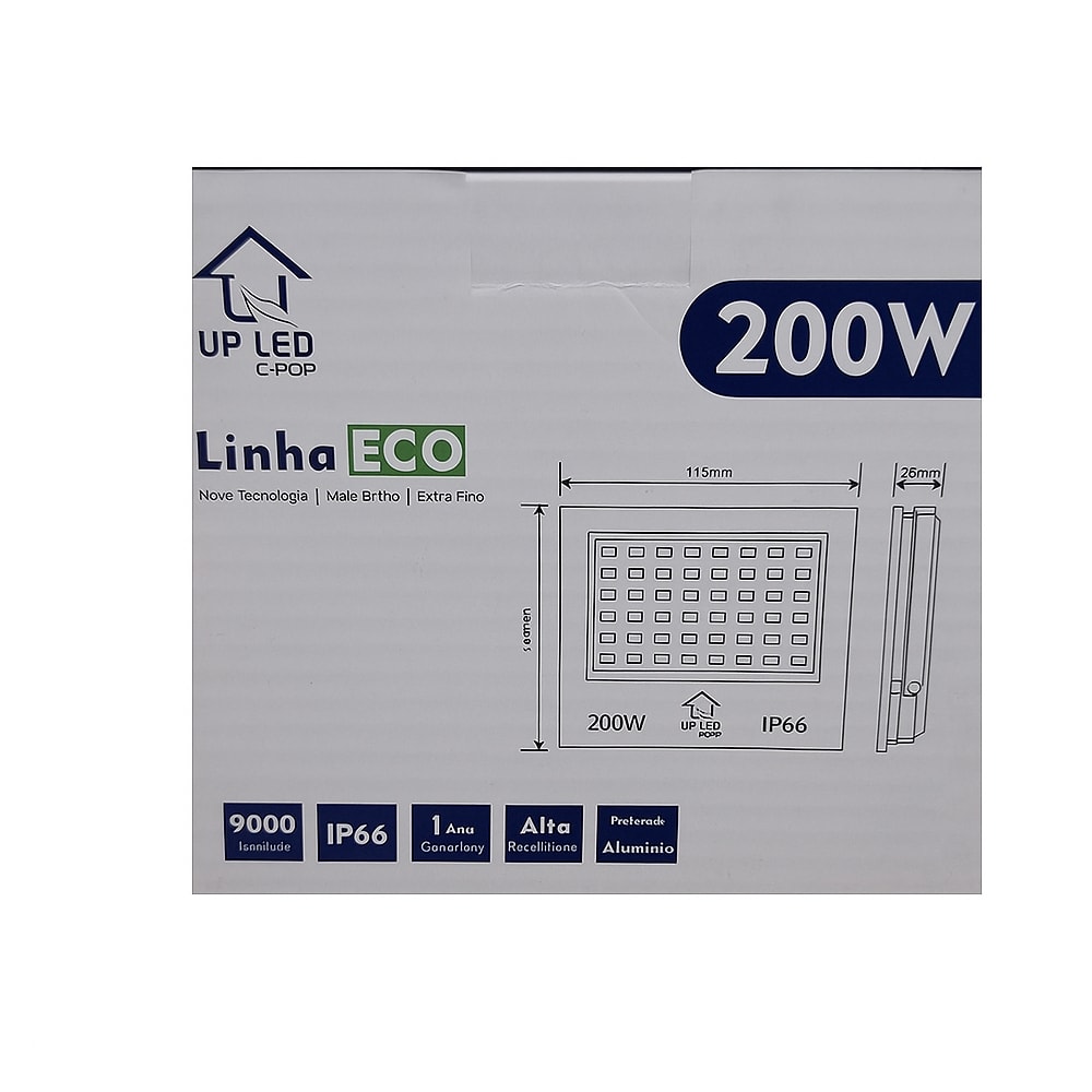 Refletor Led Upled Pop 200w 6k IP66