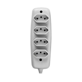 Régua com 4 Tomadas 2P+T sem Cabo Ilumi 10A 250V Cinza 16340