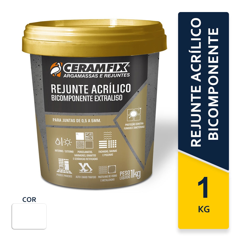 Rejunte Acrílico Ceramfix Biocomponente 01Kg Branco