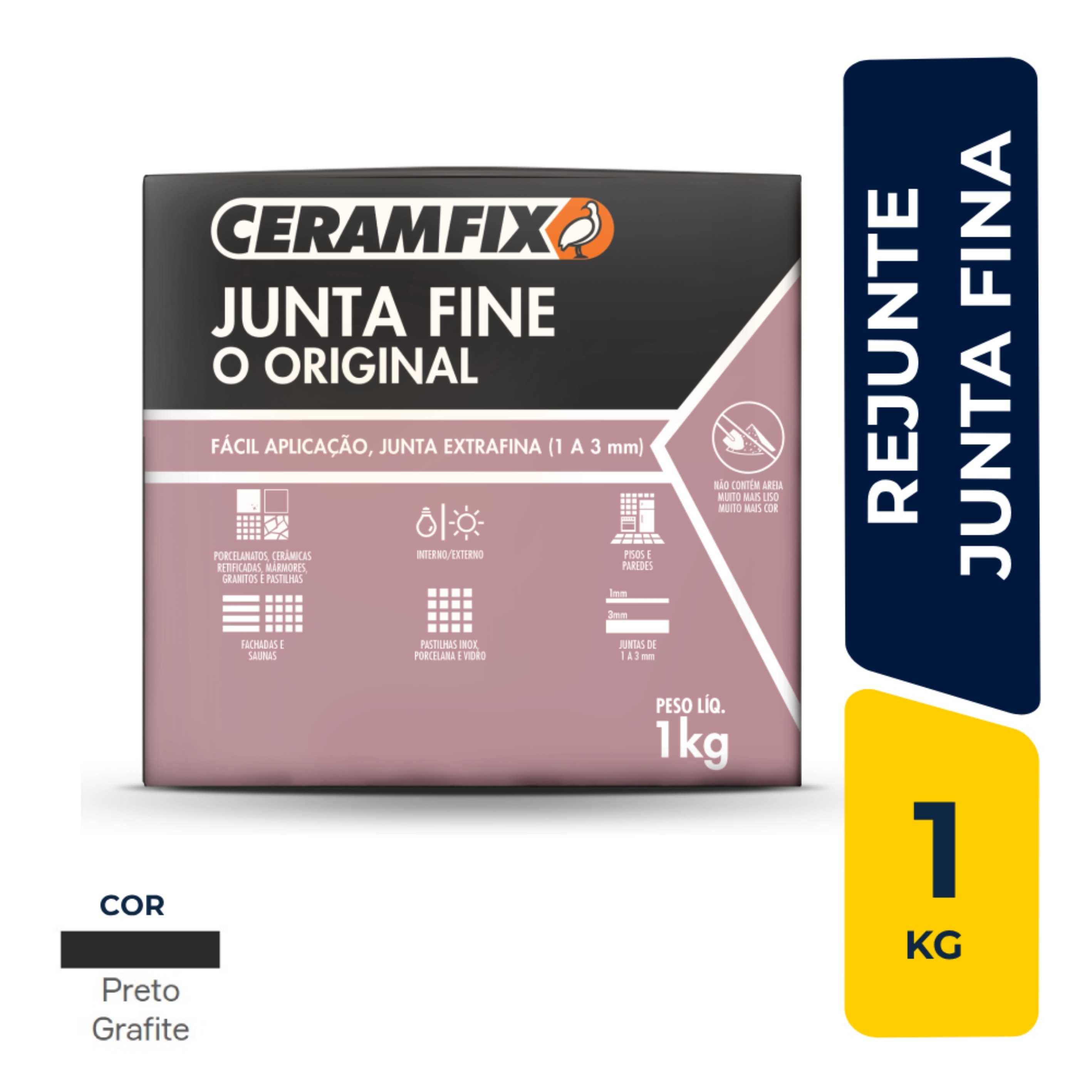 Rejunte Ceramfix Junta Fine 1Kg Preto Grafite - 604245