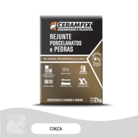 Rejunte Porcelanatos e Pedras Ceramfix 02Kg Cinza - 603047