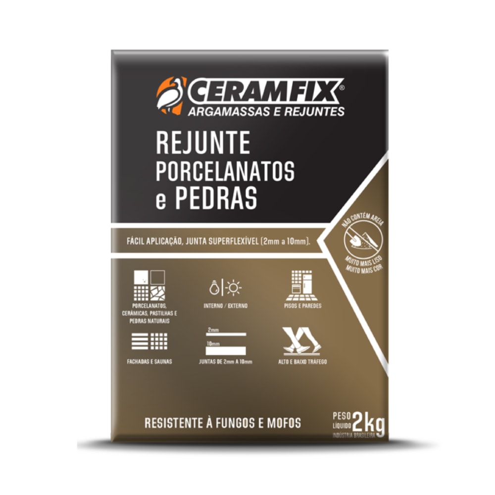 Rejunte Porcelanatos e Pedras Ceramfix 02Kg Marrom Café - 603034