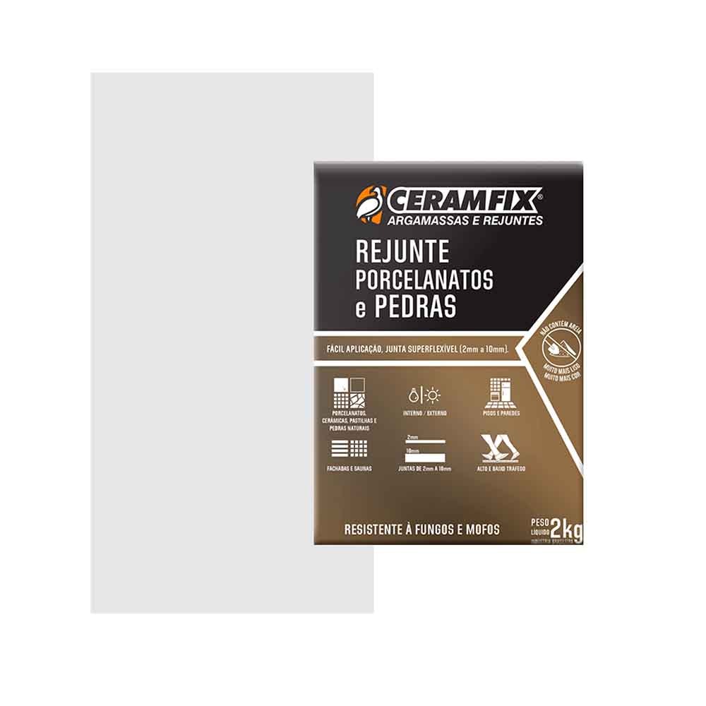 Rejunte Resinado Ceramfix Porcelanatos e Pedras 2kg Gelo