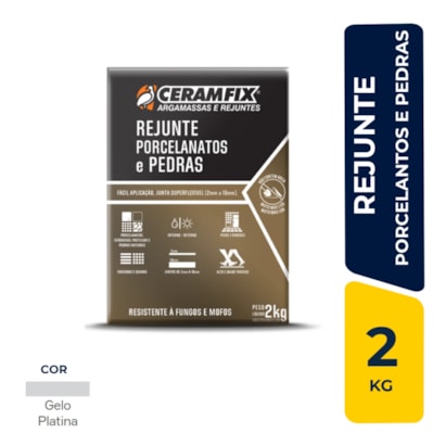 Rejunte Resinado Ceramfix Porcelanatos e Pedras 2Kg Gelo Platina - 604190