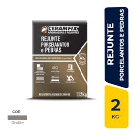 Rejunte Resinado Ceramfix Porcelanatos e Pedras 2Kg Grafite - 604183