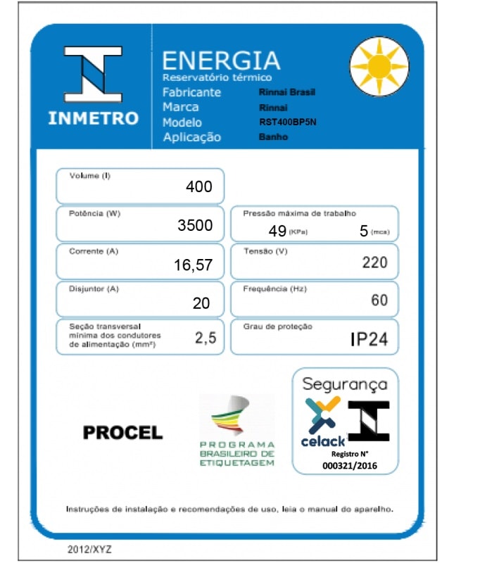 Reservatório Rinnai 400l Horizontal Em Nível 5mca - Rst400bp5n