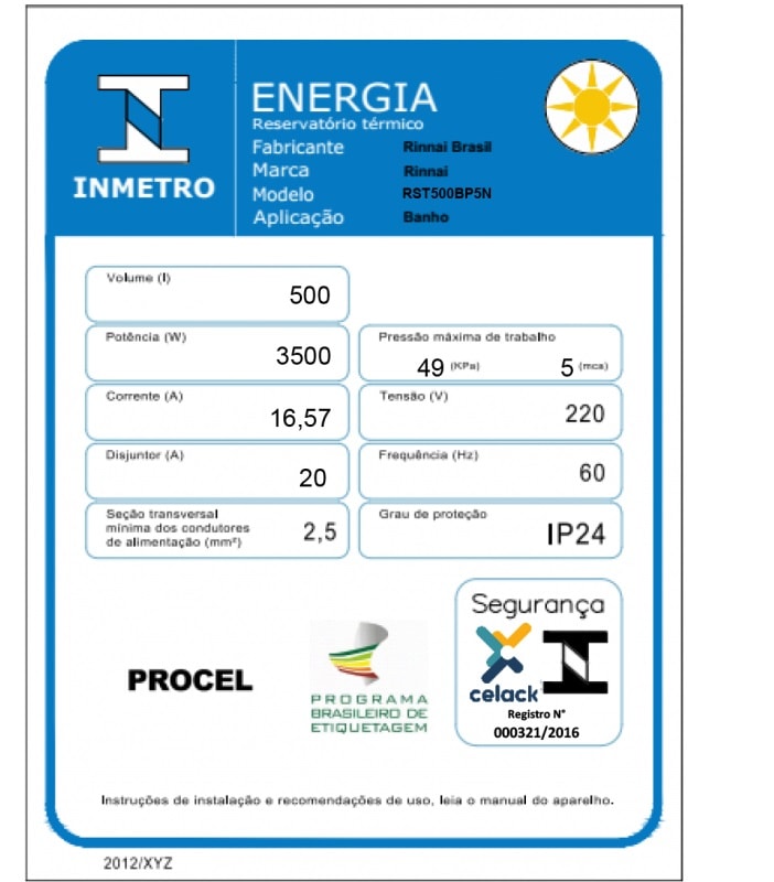 Reservatório Rinnai 500l Horizontal Em Nível 5mca - Rst500bp5n